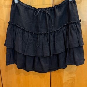 Juicy Couture Black Tiered Ruffle Mini Skirt with Drawstring